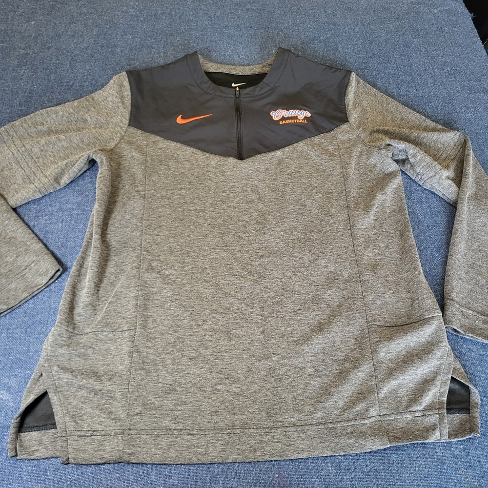 Nike Syracuse Orange Basketball Dri-FIT Quarter Zip Pullover Mens Medium Gray